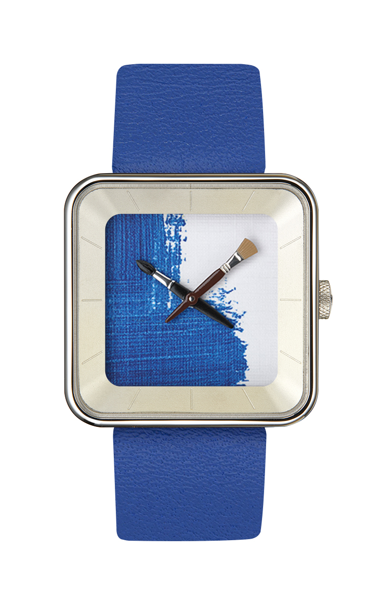 MONTRE PEINTURE BLEUE SQUARE 35 Akteo watch